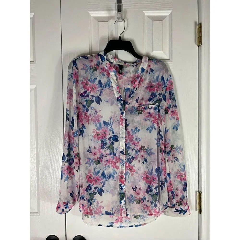 Kut from the Kloth Womens Sheer Floral Blouse Size M
